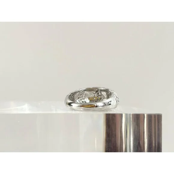 SOLD Domed Sterling Silver Pave Set Vintage Multi Gemstone Cluster Ring - sz 7 - Picture 4 of 10